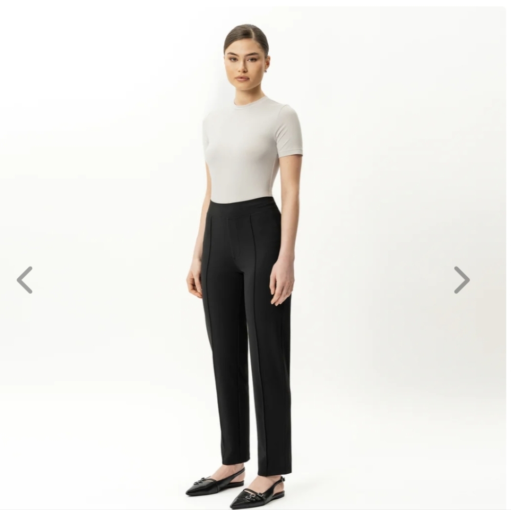 Chico’s Lindy Black High-Waisted Pintuck Point Crease Trouser Pants 0 4 Petite
